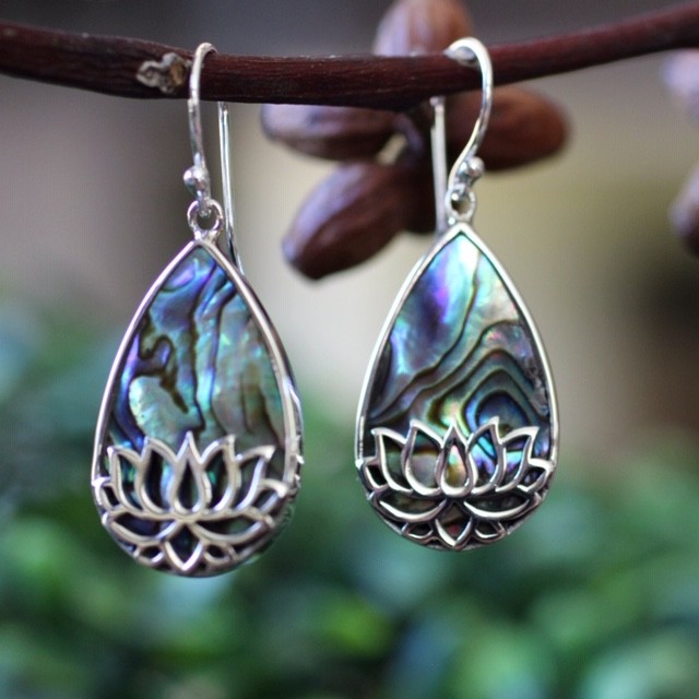 Abalone lotus earrings
