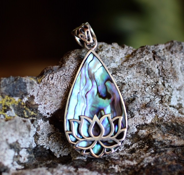 Abalone lotus pendant