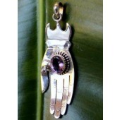Blessing Hand Pendant with Amethyst